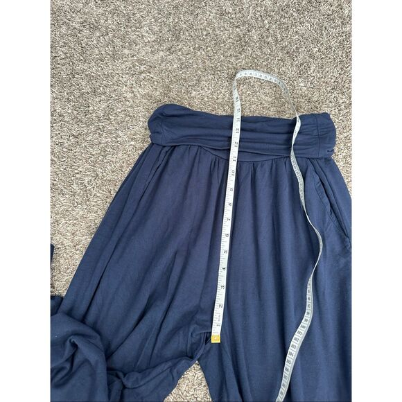 Quince French Terry Modal Wide Leg Pants Navy Blue Fold over Waistband Flowy S - Picture 9 of 12